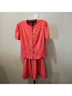 Women's Michael Blake Vintage Skirt Suit Set Coral Size 12P
